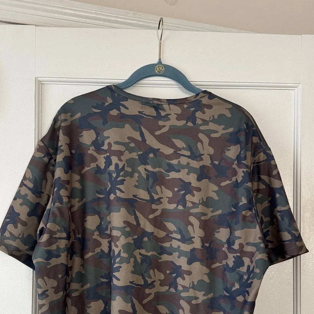 True Religion Men's Green Camouflage Graphic Tee Size XXXL street wear, y2k